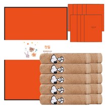송월타월 스누피 베이직 세면타올 145g 30수 면사 + 케이스 + 돌잔치 띠지 500 x 70 mm 세트, 갈색(타올), 첫돌E(띠지),랜덤발송(케이스), 10세트