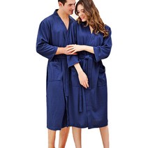 허밍홈즈 남녀공용 호텔식 와플 샤워가운 목욕로브 XXXL, 네이비, 1개