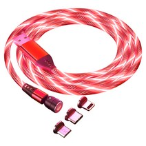 라온 스트리머 마그네틱 고속충전 케이블 RASMC7550, 라이트레드, 1m