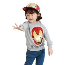 마블 정품 반전 스팽글 맨투맨 아이언맨 티셔츠