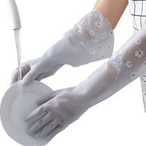 하이어데코 데이지 파스텔 고무장갑 와이드 타입 양손세트 M, 블루, 1세트, 중(M)