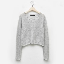 여성용 웨이브 물결 넥 포인트 긴팔 니트 TT3KP009L0