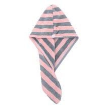 지니샵 고밀도 샤워 머리수건 극세사, 20  블루 핑크 스트라이프, 3PIECE