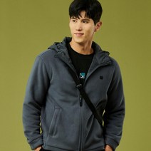 라이프로그 남성용 뽀글이 우븐패치 후드 플리스 점퍼 MSSFLA63