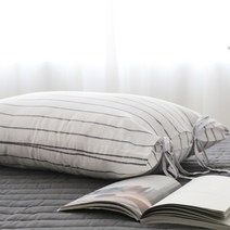 구르미애 라인 면 리본 베개커버