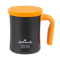 홀마크 티투스 보온보냉 스테인레스 머그컵 450ml, 블랙(머그컵), 오렌지(뚜껑), 1개