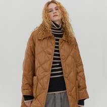 앳코너 여성용 OVERFIT LEATHER QUILTING COAT