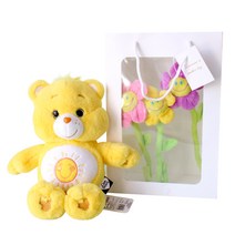 모리앤 케어베어 중형인형 + 스마일꽃 3p + 기프트 쇼핑백, 케어베어 옐로우(인형), 36cm