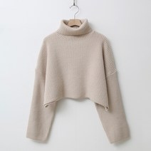 여성용 럽스 재키 터틀넥 루즈핏 크롭 니트