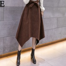 페이퍼먼츠 리본 스웨이드 언발란스 롱 스커트 00922