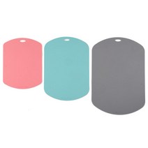 엘리 TPU 타원 도마 3종 세트, 그레이, 스카이 민트, 오렌지 핑크