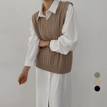 바블링브룩 여성용 꽈배기 브이넥 니트조끼