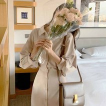 비커밍제이 블랑드 하객룩 허리끈 정장 셔츠 원피스