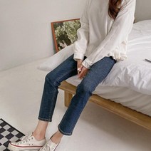 패션풀 여성용 켓루 슬림일자 밴딩 데님 팬츠 27578
