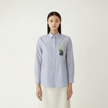 올리비아로렌 여성용 진주포인트 스트라이프 셔츠 VVCNLYS2161