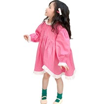 미소파파 여아용 핑크지 넥프릴 셔링 원피스