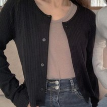 큐니걸스 여성용 브링잇온 크롭 골지 가디건