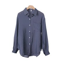 시크블랙 여성용 치미카 포켓 데일리 주름 남방 NB1929K22