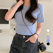 베러스윗 여성용 슬림핏 무지 쫀쫀 반팔 티셔츠