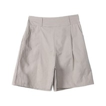 시크블랙 여성용 페이오 핀턱 뒷밴딩 면반바지