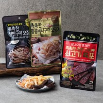 촉촉한 철판구이오징어 + 촉촉한 땅콩버터구이 오징어 + 참나무 훈제 직화구이 쇠고기육포 30g x 3개, 1세트
