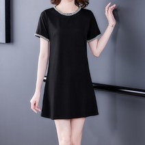 아뗄릭 큐빅 라운드넥 반소매 스트레이트 A라인 미니 원피스 00836
