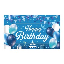 이자벨홈 생일파티현수막 BLUE 가랜드 풍선장식, 케이크