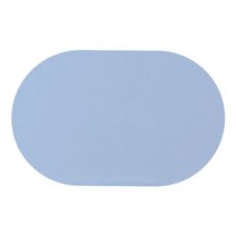 지베아 플로라 가죽 방수 타원형 식탁 테이블매트, 스카이블루(앞면) + 베이지(뒷면), 440 x 300 mm