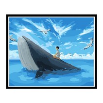 순잠 깜찍 모던 수채화 유채화 개릭터 그림그리기 DIY 세트 40 x 50 x 1.6 cm, 37 리얼리티 마린 돌핀