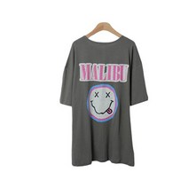 여성용 호리네 루즈핏 라운드넥 언발 나염 반팔 티셔츠 T9985K26