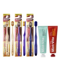 EBISU 더프리미엄케어 7열 광폭 헤드 칫솔 랜덤발송 3p + 오리지널 민트비타치약 120g + 스트롱 민트비타치약 120g 세트, 1세트