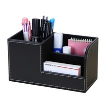 온메이커 가죽 데스크홀더 명함꽂이 펜홀더 연필, 블랙, 1개