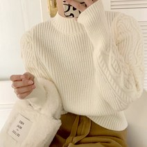 비비에모 여성용 겨울 하프 터틀넥 트위스트 풀오버 슬림 니트 스웨터 01660