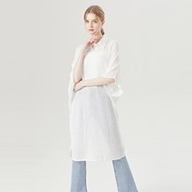 탱커스 여성용 카라 버튼업 가오리핏 롱 반팔 셔츠 TU3BL009L0