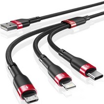 위드웍스 트리플 멀티 3.5A 고속 충전케이블, 레드, 1.2m