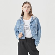 비엔엑스 여성용 데일리 후드 크롭 심플 데님 자켓 BU3JK003L0