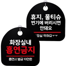 뭉키데코 고리형 안내표지판 2종 블랙 S8 세트, 1세트, S8_101(화장실내 흡연금지, 휴지 물티슈 변기에 안돼요)