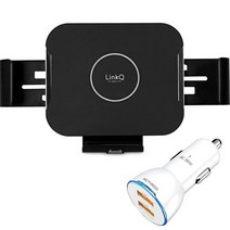 링크큐 갤럭시 폴드 4 / 3 / 2 가로 세로 차량용 고속 무선 충전 거치대 S7 + 퀄컴 QC 3.0 2구 고속충전기 MON-CQQ-USB2-36W 세트, S7(거치대), MON-CQQ-USB2-36W(충전기), 블랙