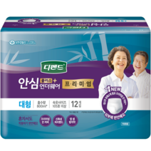 디펜드 남녀공용 프리미엄 안심플러스 언더웨어 성인기저귀 대형, 12매입, 1팩