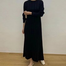 페이퍼먼츠 라운드 베이직 골지 니트 롱 원피스 02801