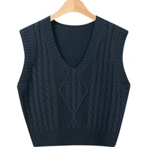 레몬소울 산디 꽈배기 브이넥 니트 조끼