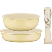 로이첸 IH 비스포크팬 세트 3개, 프라이팬 28cm + 멀티웍 28cm + 멀티핸들, 치즈옐로우