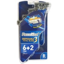 PearlMax 3단 블레이드 일회용면도기 블루, 1개, 8개입