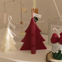 F5NATURE 크리스마스 오브제 트리캔들 딥레드 L, 화이트머스크, 1개