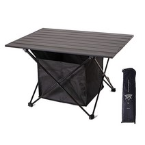 조엘리 알루미늄합금 캠핑 접이식 롤 테이블 S + 그물망 세트, 블랙