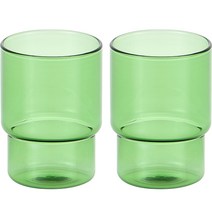 리본제이 플로라 내열 유리컵 260ml, 그린, 2개