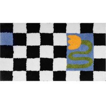 체커보드 체크 발매트 러그, 5 블루꽃