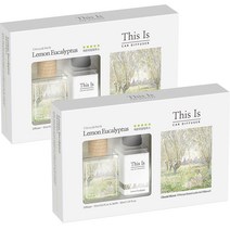 디스이즈 명화 차량용 클립형 방향제 본품 15ml + 리필 30ml 세트, 2세트, 레몬 유칼립투스