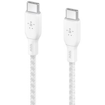 벨킨 부스트업 브레이디드 C타입-C타입 초고속 충전 케이블 100W PD CAB014bt2M, 2m, 1개, 화이트(CAB014bt2MWH)