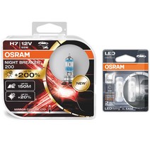 오스람 나이트브레이커 할로겐램프 H7 NB200 2p + LED T10 EASE 2p 세트, 혼합색상